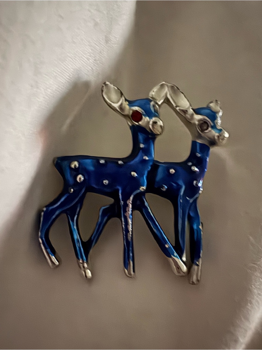 Blue Enamel Deer Brooch for Kids - Cute Animal Accessory